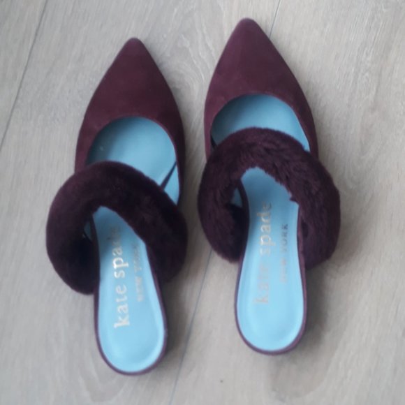 💕 KATE SPADE 7.5 Suede and Faux-fur Slides - Picture 2 of 4